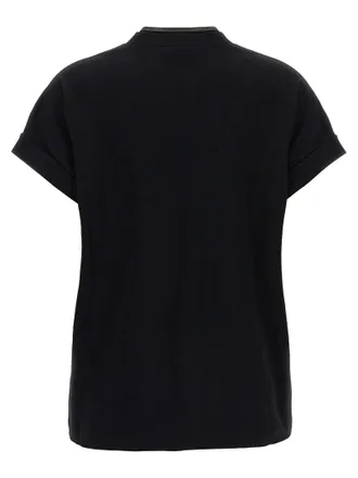 Brunello Cucinelli Monile-Trimmed V-Neck T-shirt - Black