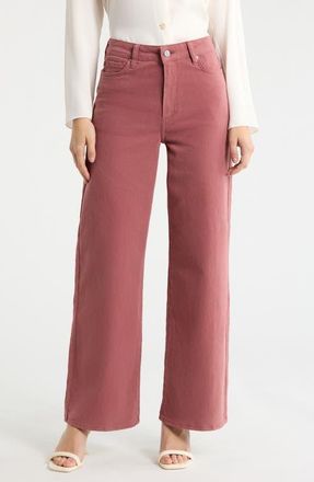 Paige Anessa High Waist Wide Leg Jeans in Vintage Brick Berry at Nordstrom, Size 30