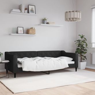 vidaXL Sof&aacute; Cama Sin Colch&oacute;n Tela Negro 80x200 Cm Vidaxl