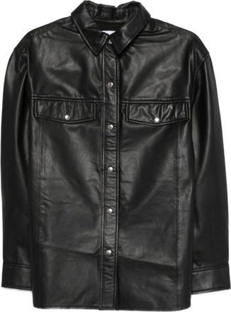 Iro Iro, Jassen, Dames, Zwart, L, Leer, Cabana Leren Overhemd