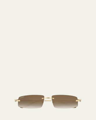 Cartier Panth&egrave;re Rimless Rectangular Sunglasses in Gold Metal