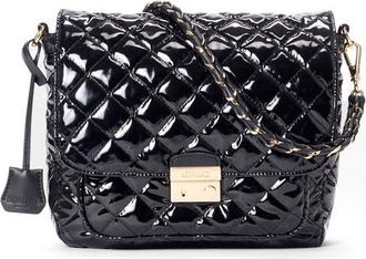 MZ Wallace Medium Crosby Lock Quilted Nylon Crossbody Bag in Black Lacquer at Nordstrom