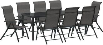 vidaXL vidaXL Garden Dining Set Height-Adjustable 9 pcs Grey Poly rattan