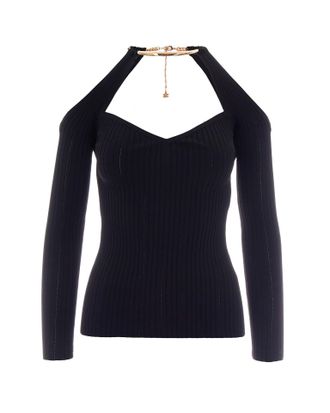 Elisabetta Franchi Knitted Top with Jewel