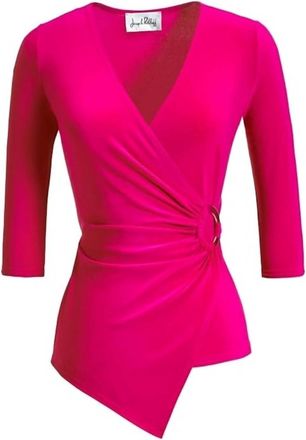 Joseph Ribkoff Womens Cross Over Jersey Knit Top In Hot Pink
