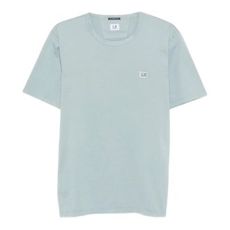 C.P. Company T-Shirts, male, Blue, Size: 2XL Jersey Logo Patch Tee