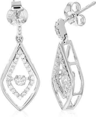 Vir Jewels 3/8 cttw 56 Stones Round Lab Grown Diamond Dangle Earrings.925 Sterling Silver Prong Set 3/4 Inch