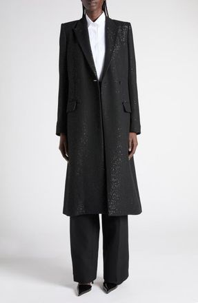 Tom Ford Sequin Double Breasted Wool Blend Crepe Coat in Lb999 Black at Nordstrom, Size 8 Us