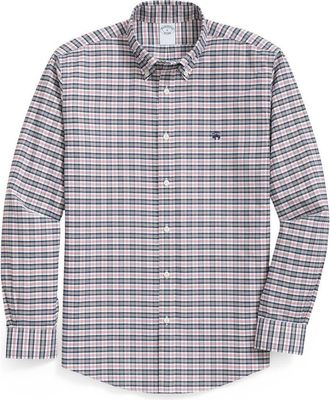 Brooks Brothers Plaid Wrinkle Resistant Stretch Cotton Button-Down Shirt in Vintage Check at Nordstrom, Size Xx-Large