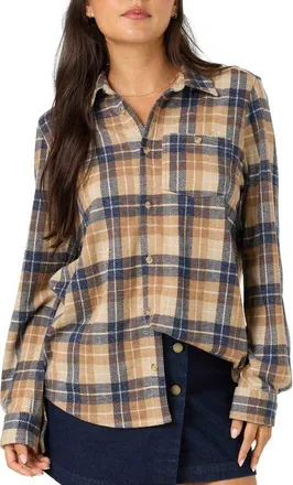 O'Neill Jorgina Plaid Long Sleeve Knit Top in Woodshack at Nordstrom, Size Xx-Large