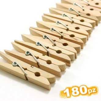 Trade Shop Trade Shop - 180 Mollette Per Decorazioni Bucato Panni Legno Stendino Lavaggio Decoupage