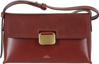 A.P.C. Structured Red Leather Handbag With Gold Hardware And Adjustable Strap