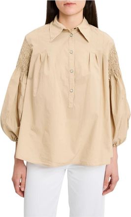 Pinko Bouquet Blouse - Dames - Overhemden - Beige - S - Katoen - Overhemden