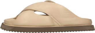 Elena Iachi T100 Cross-Over Sandaal - Dames - Sandalen - Beige - 39 EU - Leer - Schoenen