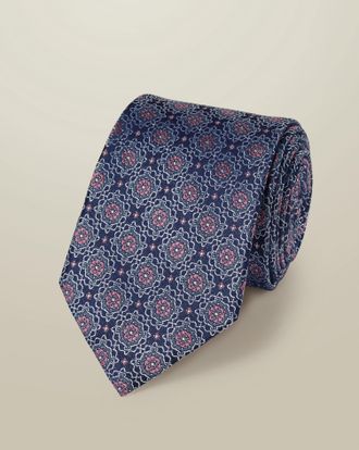 CHARLES TYRWHITT Silk Tie - Royal Blue & Pink Size OSFA by Charles Tyrwhitt