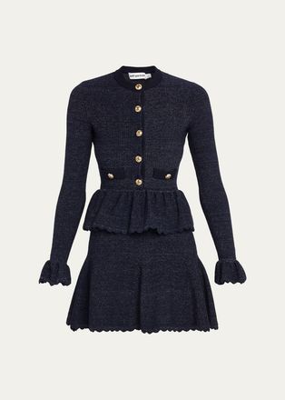 Self Portrait Textured Knit Fit & Flare Mini Dress