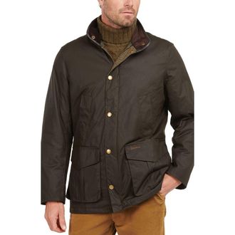 Barbour Hereford Waxed Cotton Jacket in Olive at Nordstrom, Size Xx-Large