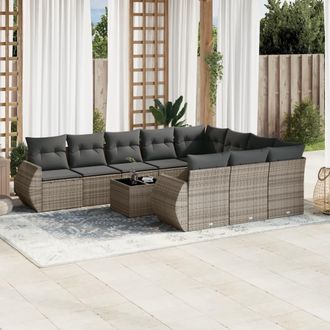 vidaXL Vidaxl - Set Divani Da Giardino 11 Pz Con Cuscini In Polyrattan Grigio