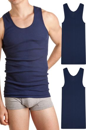 Bonds Mens 2Pk Chesty Cotton Singlets, Dark Blue (2 Pack), 24 / 3XL