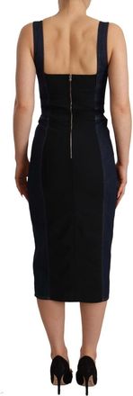 Dolce & Gabbana Womens Dark Blue Cotton Denim Sheath Midi Dress