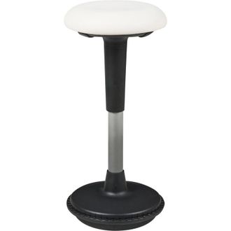 Beliani Taburete oscilante de oficina de piel sintética con estructura metálica altura ajustable asiento ergonómico blanco Estell