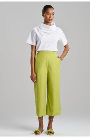 Natori TECHNO POPLIN Cropped Pants with Embroidery in Pear at Nordstrom, Size Medium