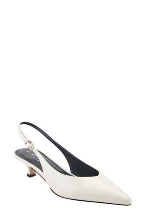 Marc Fisher Luciey Slingback Pointed Toe Kitten Heel Pump in Ivory at Nordstrom, Size 8.5