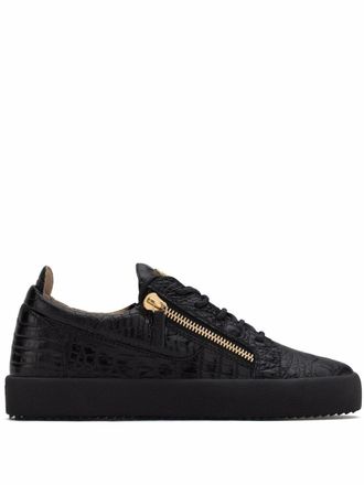 Giuseppe Zanotti Frankie crocodile-embossed low-top sneakers - Black