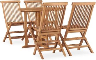 vidaXL 5 Piece Folding Outdoor Dining Set Solid Teak Wood vidaXL