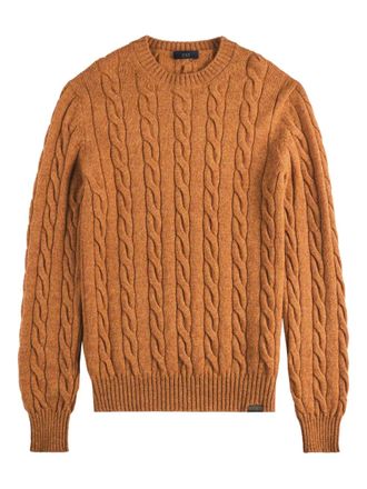 Fay cable-knit round-neck sweater - Orange