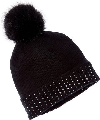 Sofiacashmere Sofiacashmere Rib Knit Embellished Cashmere Hat