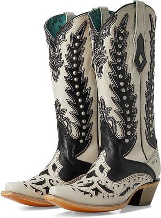 Corral Boots C4160 Cowboy Womens Boots White/Black : 8.5 B - Medium, Leather/Rubber