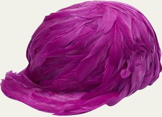 Balenciaga Feather Trim Satin Baseball Hat