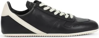 Rick Owens Black Leather Minimal Sneakers-Uomo