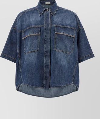 Brunello Cucinelli short sleeve shirt collared neck front pockets