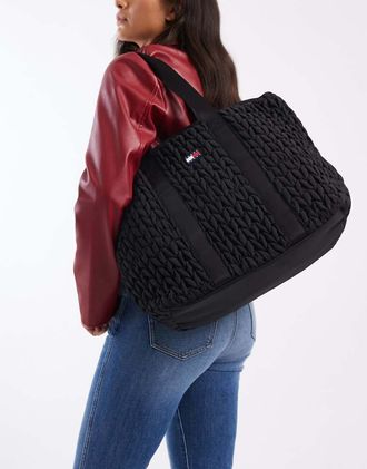 Tommy Jeans Borsa shopping trapuntata grande nera-Nero
