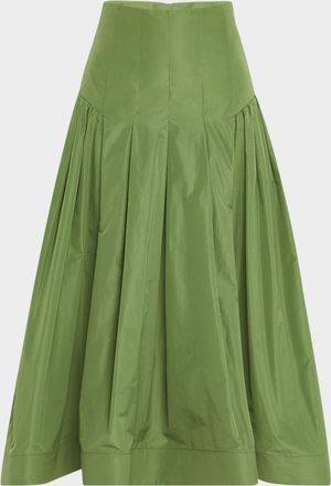 Lela Rose Drop-Waist Pleated Full Ankle Skirt
