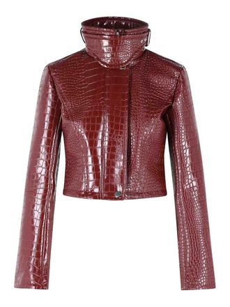 Sportmax Sultan Crop Jacket In Print Patent Leather