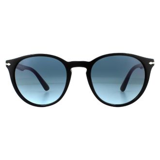 Persol Round Black Azure Gradient Blue Sunglasses