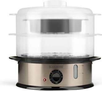 Black+Decker Black&decker - black + decker BXST800E - Vaporiera, 800W, capacit&agrave; 6,5L, 2 vassoi impilabili, senza bpa, accessori, facile da pulire, smontabile