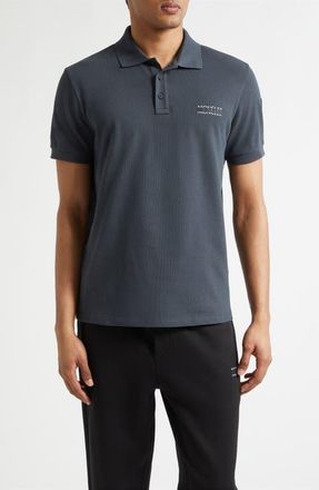 Moncler Logo Cotton Polo in Anchor Gray at Nordstrom, Size Xxx-Large