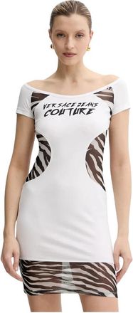Versace Jeans Couture Short Kleedjes - Dames - Korte kleedjes - Wit - XS - Katoen - Kleedjes