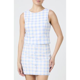 French Connection Gingham Check Sleeveless Top in Cashmere Blue/White at Nordstrom Rack, Size X-Small