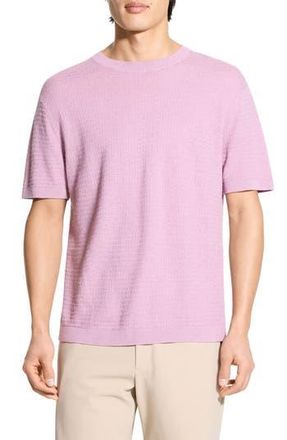 Theory Kolben Short Sleeve Linen & Cotton Blend Crewneck Sweater in Pale Mauve - Tv6 at Nordstrom Rack, Size Large