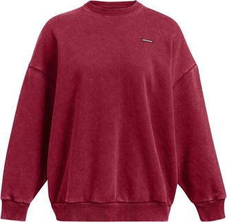 Under Armour Womens Icon Crew Neck Ribbed Collar Long Sleeve Sweatshirt in Red - Size 10 UK