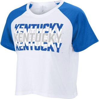 ZooZatZ Womens ZooZatz White Kentucky Wildcats Colorblock Repeat Raglan Cropped T-Shirt at Nordstrom, Size Medium
