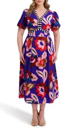 Kensie Printed Woven Maxi Dress in Cobalt Multi at Nordstrom Rack, Size 1X