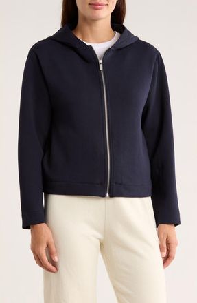 Elie Tahari Crop Full Zip Hoodie in Dark Navy at Nordstrom Rack, Size X-Large