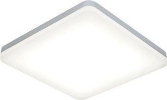 Loops Slim Square LED Flush Ceiling Light 22W Cool White IP44 Sliver Bathroom Lamp