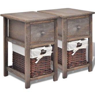 vidaXL Mesitas De Noche 2 Unidades Madera Marr&oacute;n Vidaxl
